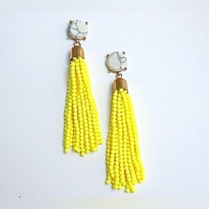 Francesca’s Yellow Beaded Tassel Earrings
